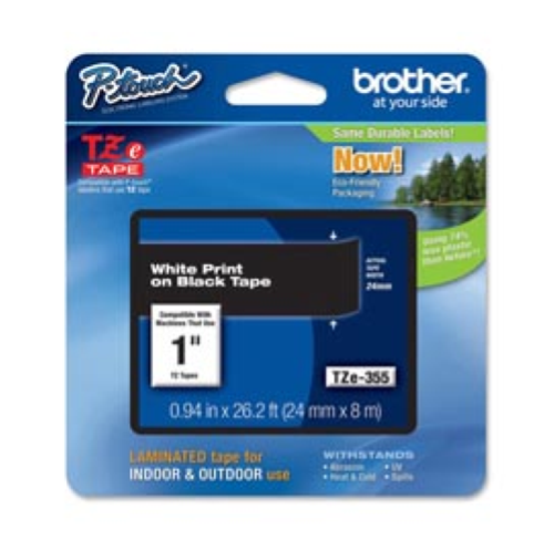 BROTHER NASTRO PER ETICHETTATRICE 24MM COLORE NERO STAMPA BIANCO TZE355